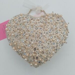 Kate Spade Heart-Shaped Pearl and Rhinestone Clutch